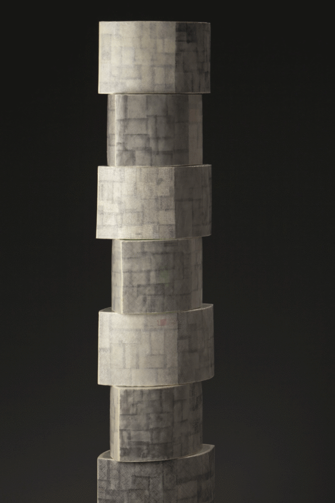 Castle Lights 6' x 18" x 18" encaustics and neon (off), 2014
