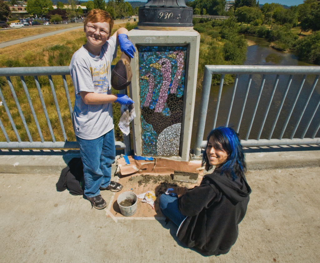 Soquel Ave. Bridge, Students Installing, 2013