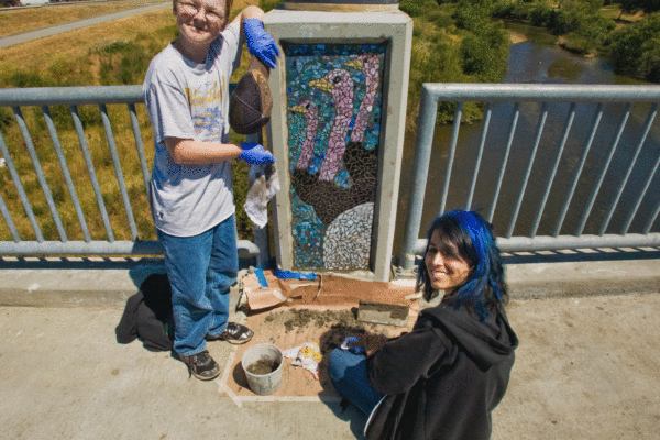 Soquel Ave. Bridge, Students Installing, 2013