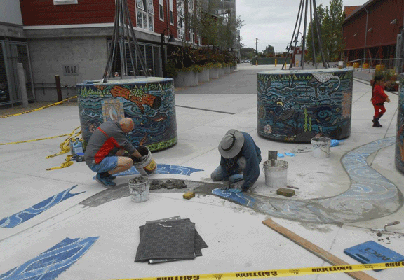 Ebb & Flow, installing mosaic river 2015