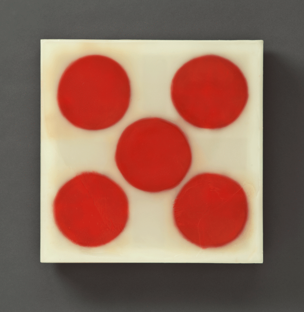 Red Group, 12" x 12", glass, encaustic, 2016