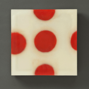 Split Red Group, 12″ x 12″, glass, encaustic, 2016