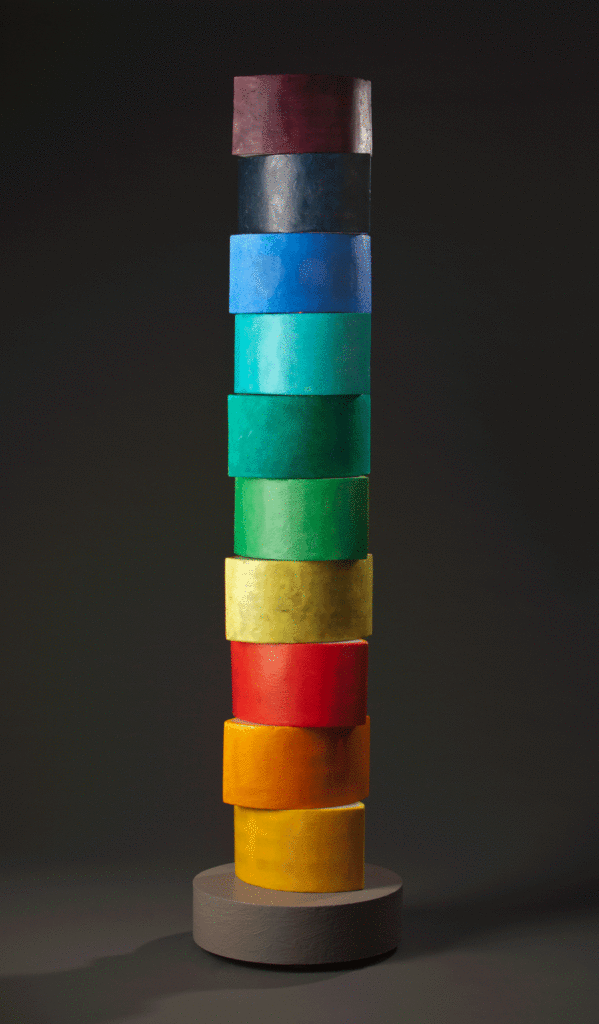 Diversity, Unity, Equity 9' x 18" x 18" encaustics and neon (off), 2014