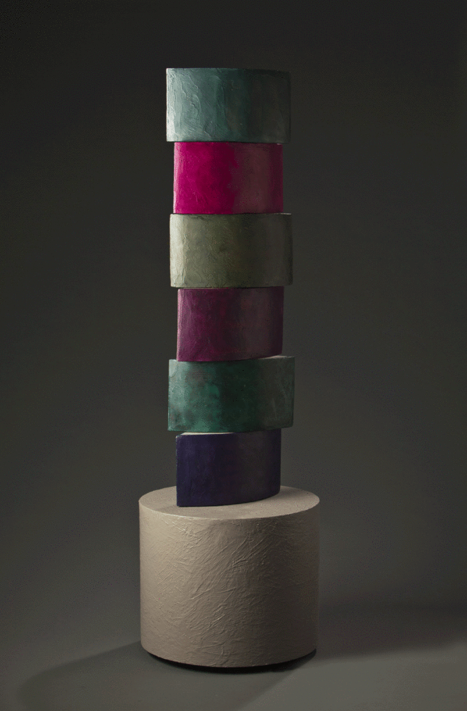 Green and Violet 5'6"' x 18" x 18" encaustics and neon (off), 2014