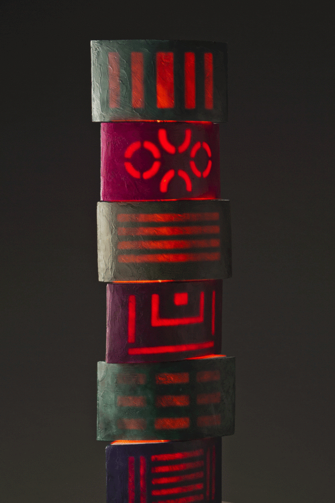 Green and Violet 5'6"' x 18" x 18" encaustics and neon (on), 2014