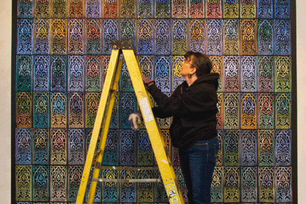 "Tile Color Maps: Artist Adjusting Lights", Blitzer Gallery, 2017