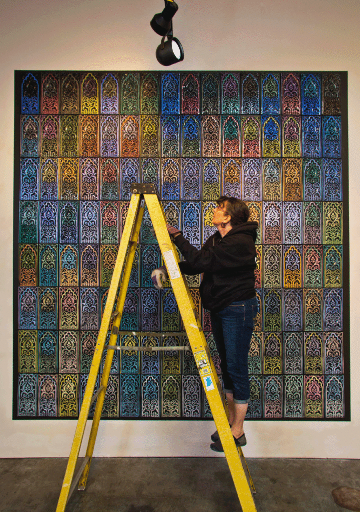 "Tile Color Maps: Artist Adjusting Lights", Blitzer Gallery, 2017