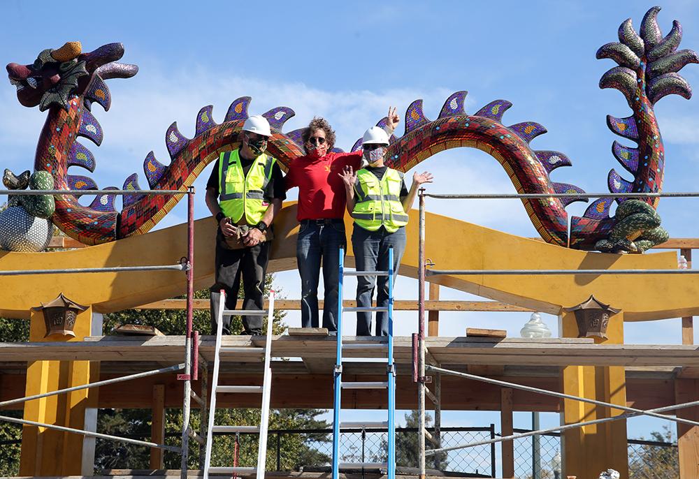 PERSON, Tom Ralston and Kathleen (L–R), on the day of dragon installation.