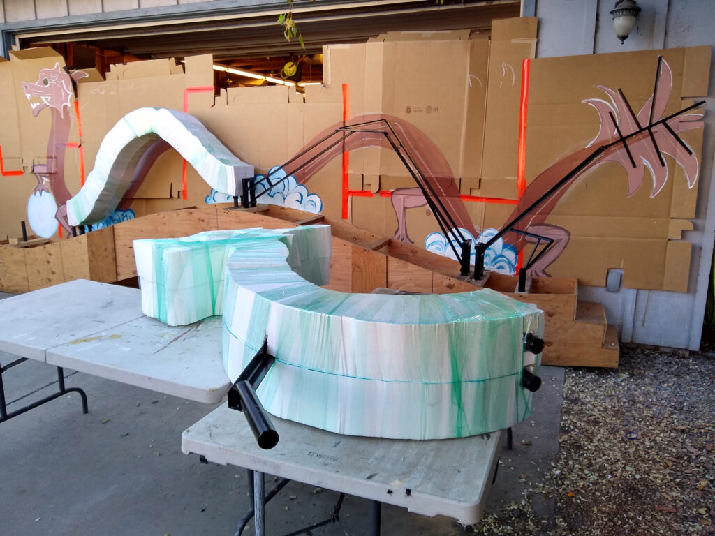 The dragon in foam blocks