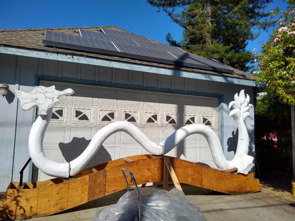 The Chinatown dragon in the process of creation.