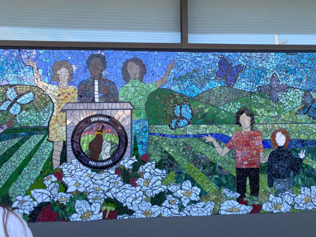 A portion of the mural at the PVPSA building in Watsonville.